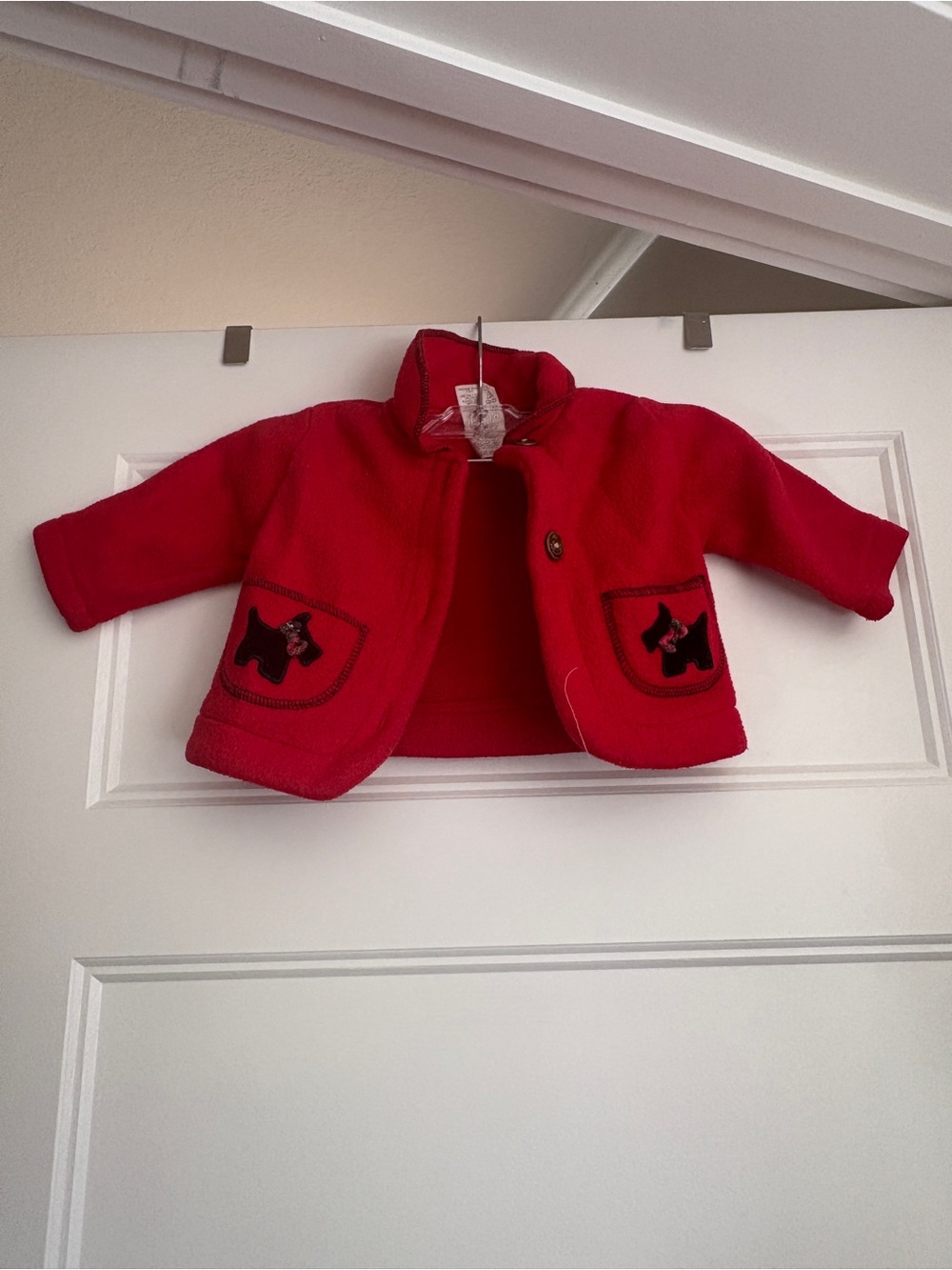 Red Toddlers' Fleece Jacket with Pocket Embroidery